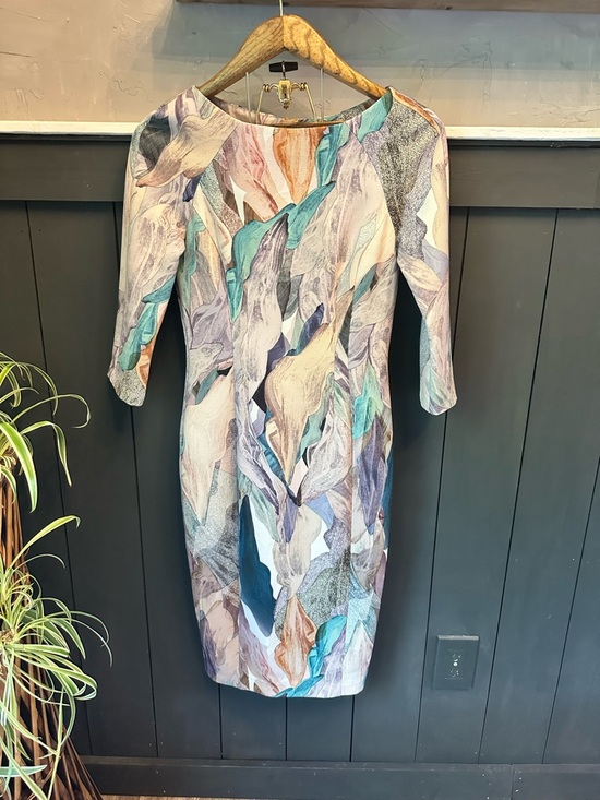 H&M Dresses & Skirts - H & M Watercolor Abstract Printed Sheath Midi Dress in Multi-Color size 8